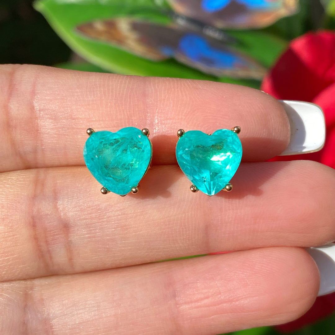 Collana e orecchini con tormalina Paraiba a forma di cuore Olivenorma
