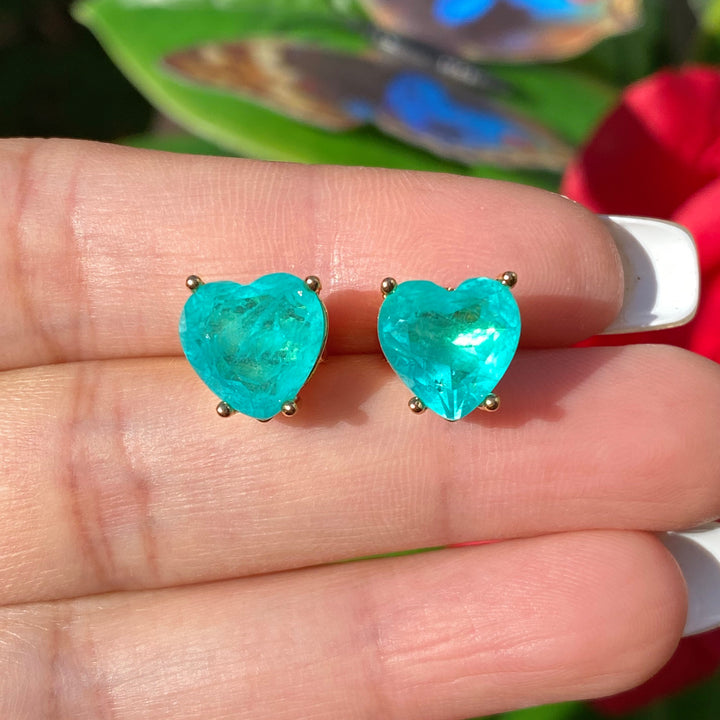 Collana e orecchini con tormalina Paraiba a forma di cuore Olivenorma