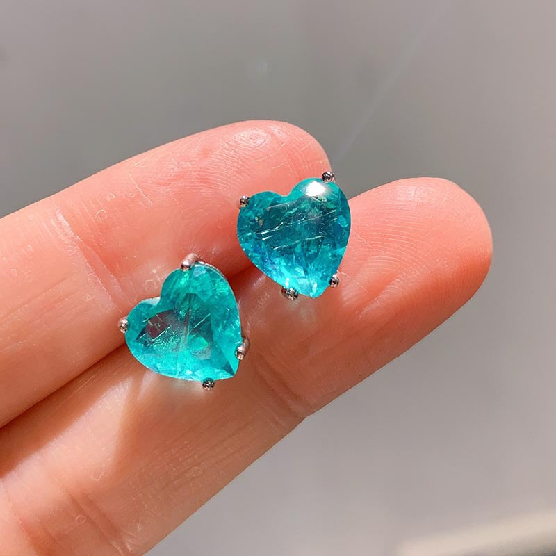 Collana e orecchini con tormalina Paraiba a forma di cuore Olivenorma
