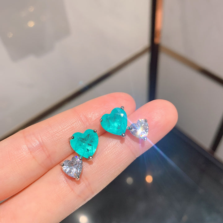 Collana e orecchini con tormalina Paraiba a forma di cuore Olivenorma