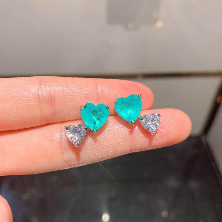 Collana e orecchini con tormalina Paraiba a forma di cuore Olivenorma
