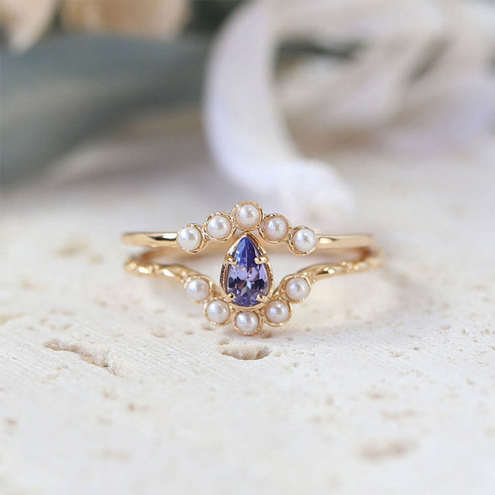 Olivenorma "The Stress Reliever" - Anello impilabile in argento S925 con ametista e perla