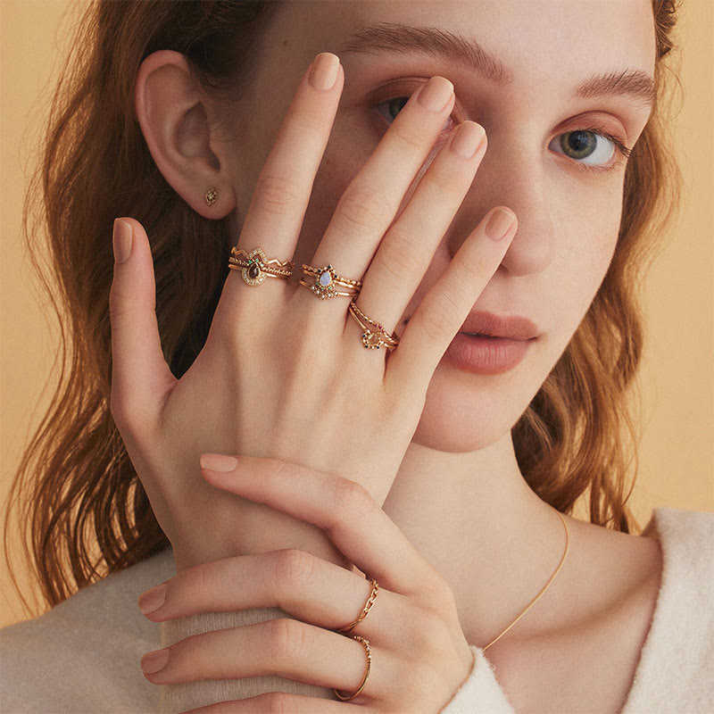 Olivenorma "The Stress Reliever" - Anello impilabile in argento S925 con ametista e perla