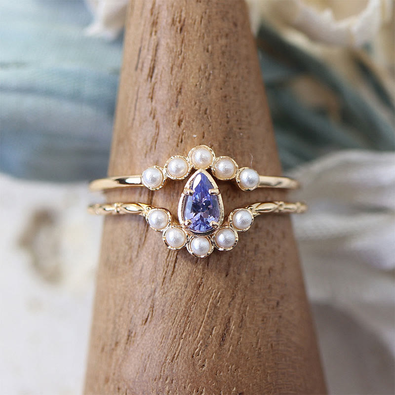 Olivenorma "The Stress Reliever" - Anello impilabile in argento S925 con ametista e perla