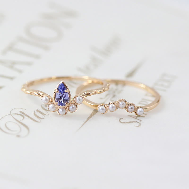 Olivenorma "The Stress Reliever" - Anello impilabile in argento S925 con ametista e perla