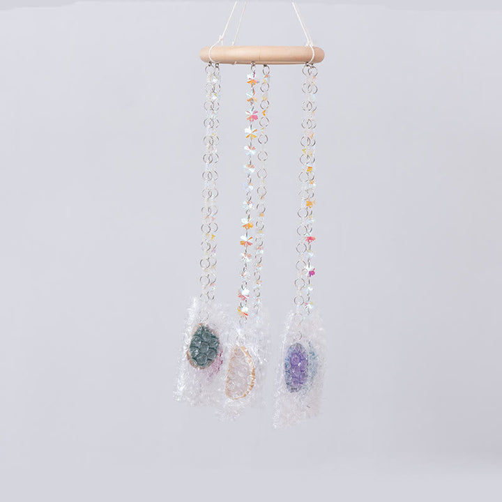 Olivenorma AB-Carillon a vento con acchiappasole in cristallo di agata colorato