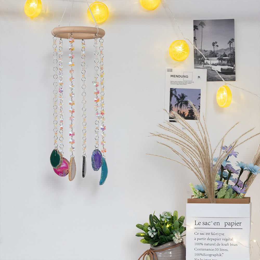 Olivenorma AB-Carillon a vento con acchiappasole in cristallo di agata colorato