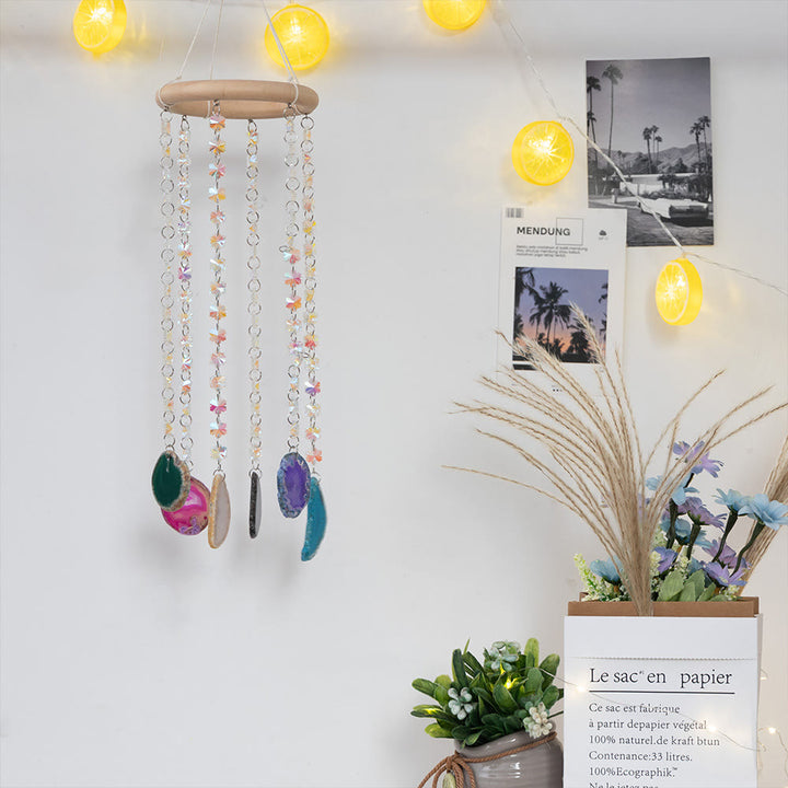 Olivenorma AB-Carillon a vento con acchiappasole in cristallo di agata colorato