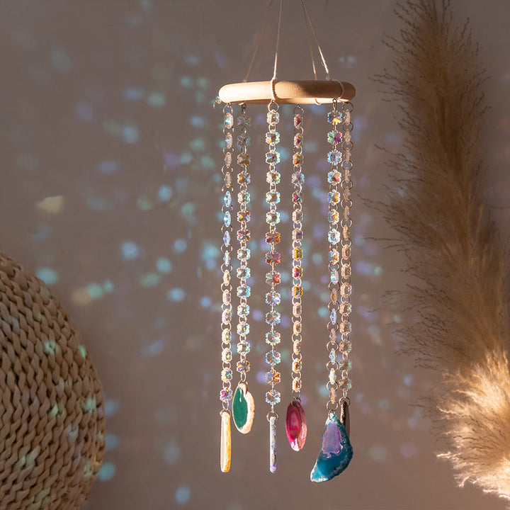 Olivenorma AB-Carillon a vento con acchiappasole in cristallo di agata colorato