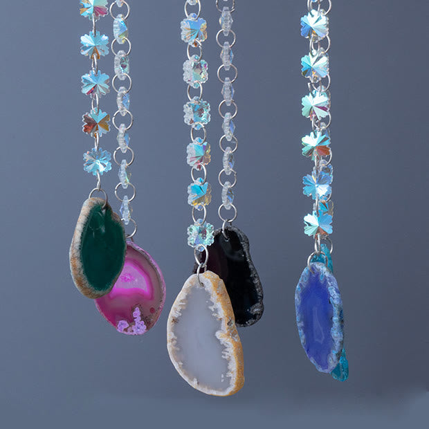 Olivenorma AB-Carillon a vento con acchiappasole in cristallo di agata colorato