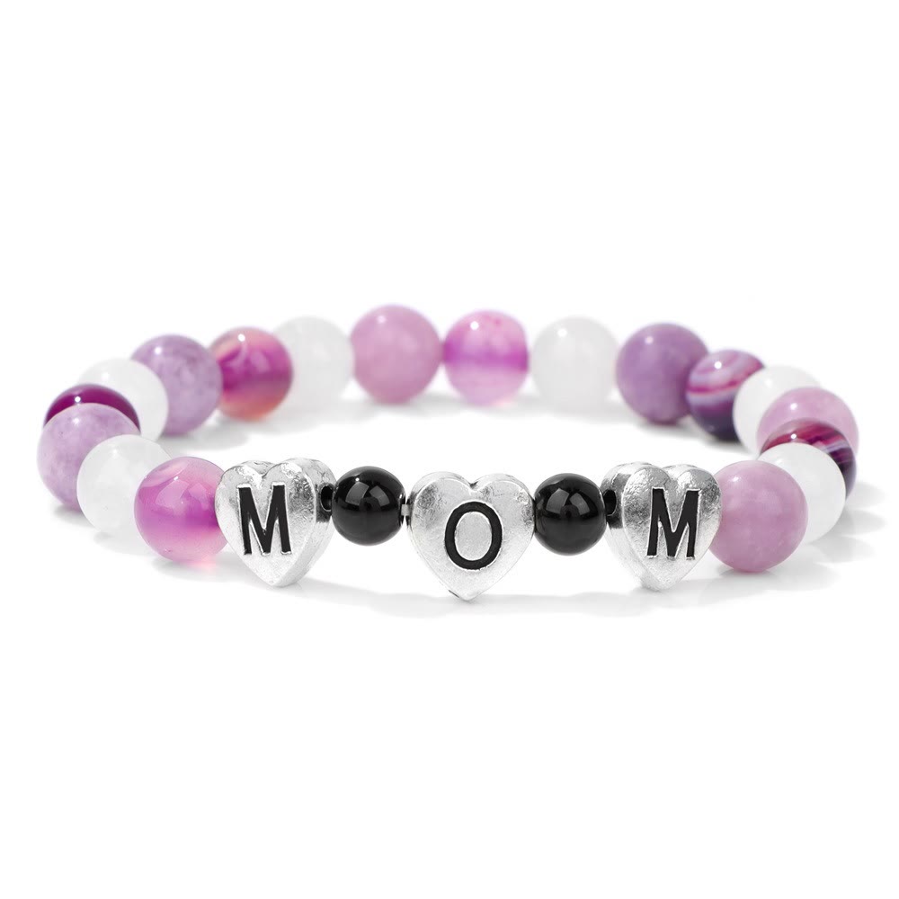 Braccialetto di perline Olivenorma con agata viola e lepidolite, regalo per la mamma