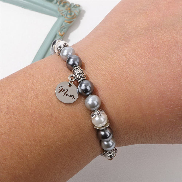 Olivenorma Mom Ciondolo Perla Bracciale in Acciaio Inossidabile