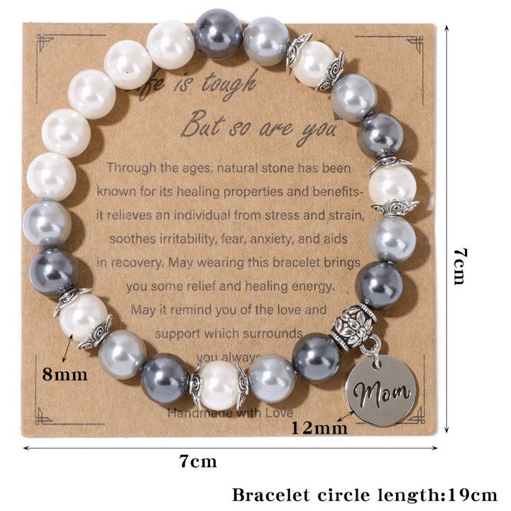 Olivenorma Mom Ciondolo Perla Bracciale in Acciaio Inossidabile