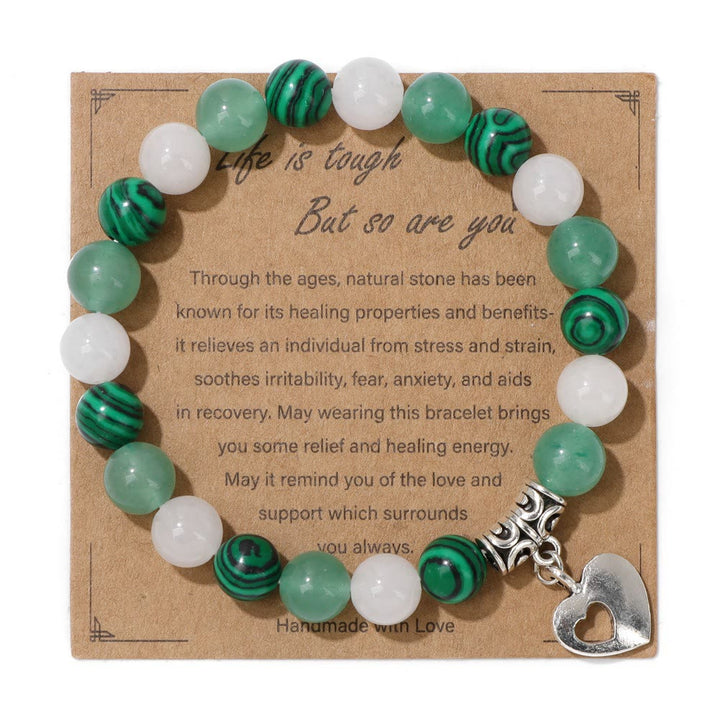 Bracciale con ciondolo d'amore con perline di cristallo naturale Olivenorma
