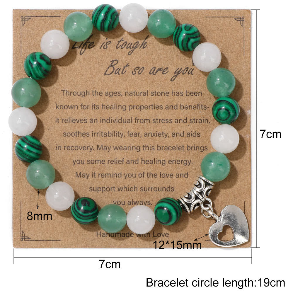 Bracciale con ciondolo d'amore con perline di cristallo naturale Olivenorma