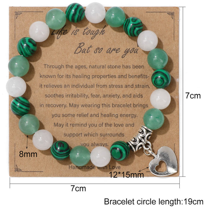 Bracciale con ciondolo d'amore con perline di cristallo naturale Olivenorma