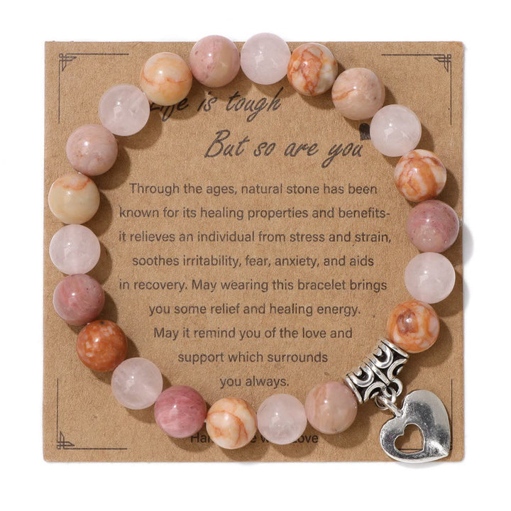 Bracciale con ciondolo d'amore con perline di cristallo naturale Olivenorma