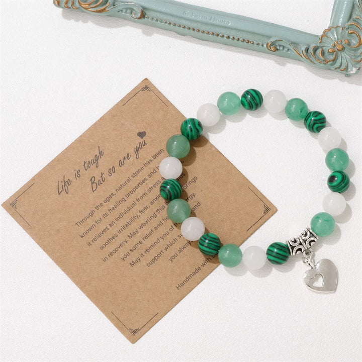 Bracciale con ciondolo d'amore con perline di cristallo naturale Olivenorma