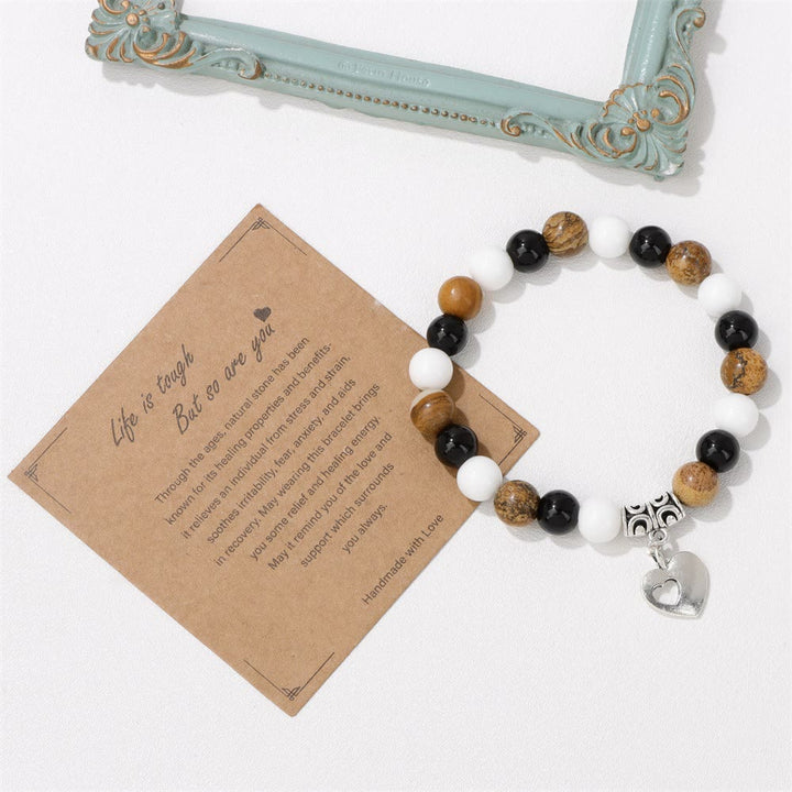 Bracciale con ciondolo d'amore con perline di cristallo naturale Olivenorma
