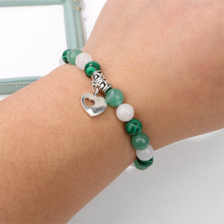 Bracciale con ciondolo d'amore con perline di cristallo naturale Olivenorma