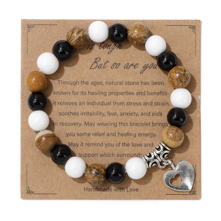 Bracciale con ciondolo d'amore con perline di cristallo naturale Olivenorma