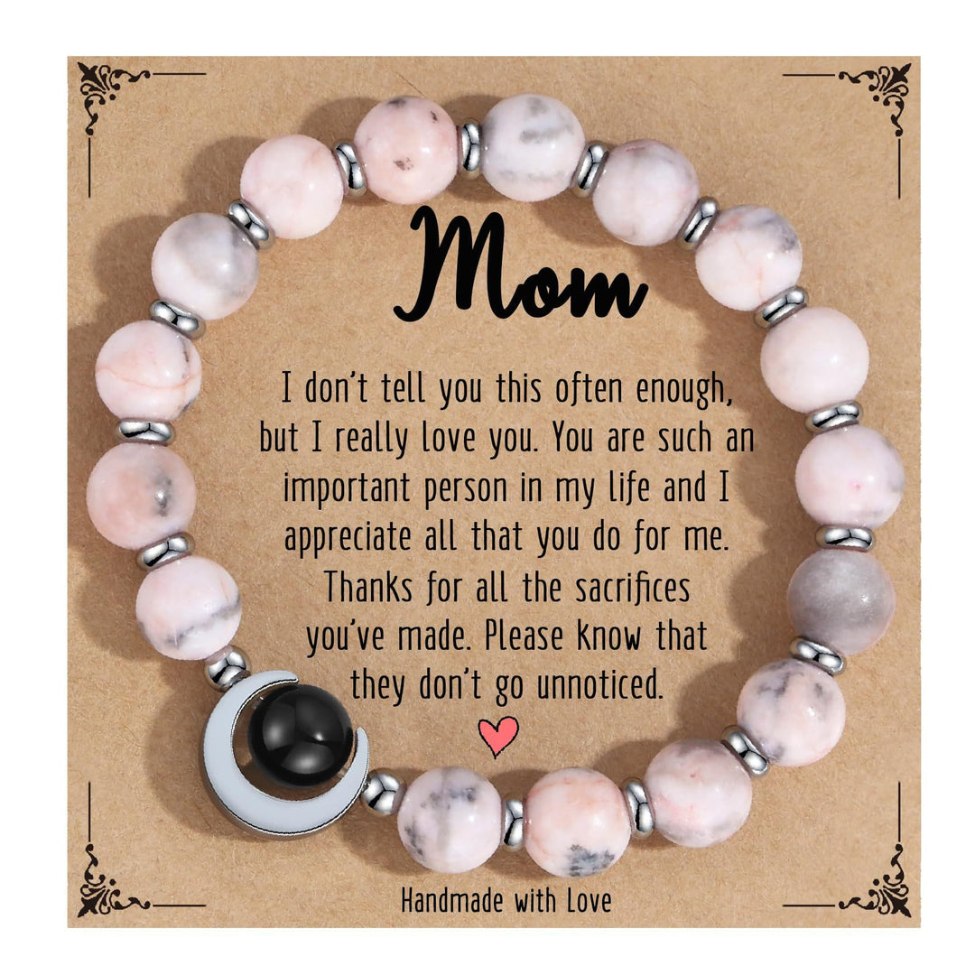 Braccialetto di perline con mezzaluna in cristallo naturale Olivenorma 