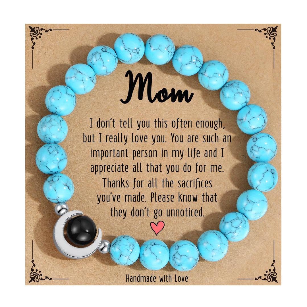 Braccialetto di perline con mezzaluna in cristallo naturale Olivenorma 