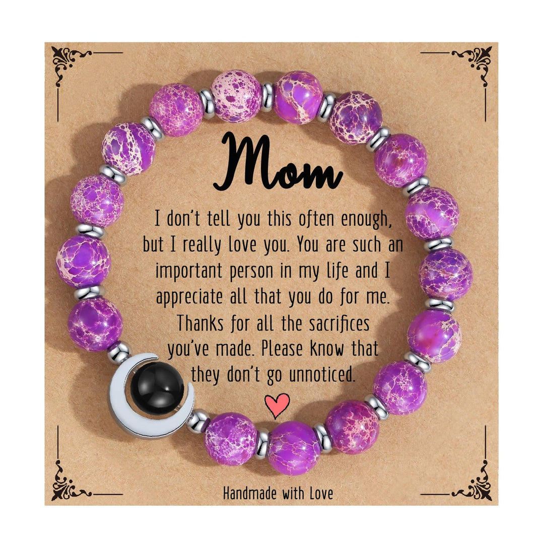 Braccialetto di perline con mezzaluna in cristallo naturale Olivenorma 