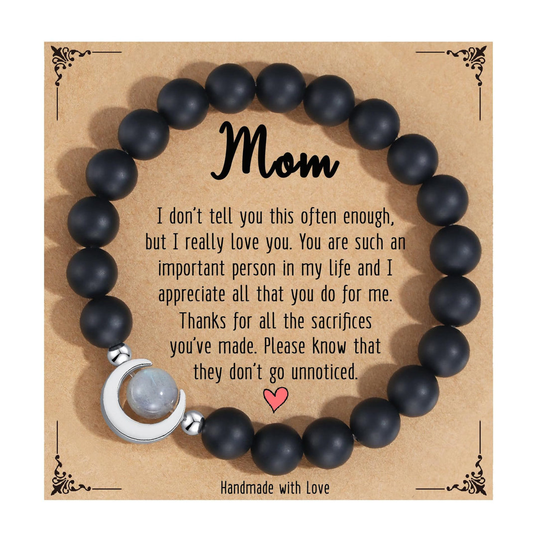 Braccialetto di perline con mezzaluna in cristallo naturale Olivenorma 