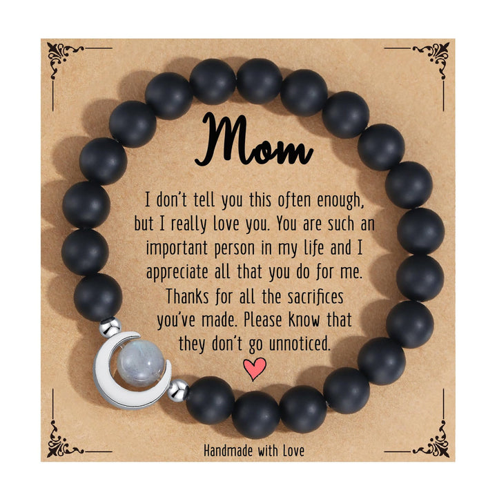 Braccialetto di perline con mezzaluna in cristallo naturale Olivenorma 