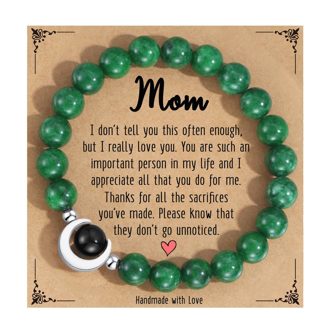 Braccialetto di perline con mezzaluna in cristallo naturale Olivenorma 