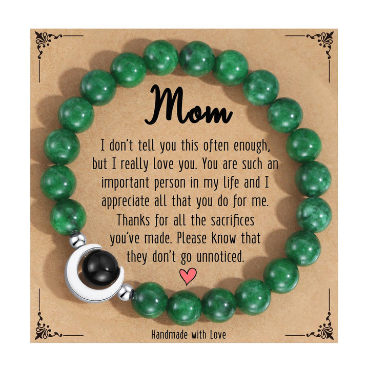 Braccialetto di perline con mezzaluna in cristallo naturale Olivenorma 