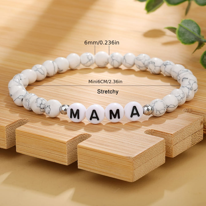 Olivenorma Bracciale con perline modello lettera mamma turchese bianco