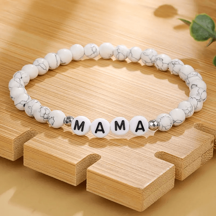 Olivenorma Bracciale con perline modello lettera mamma turchese bianco