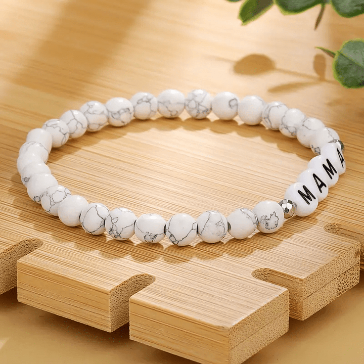 Olivenorma Bracciale con perline modello lettera mamma turchese bianco