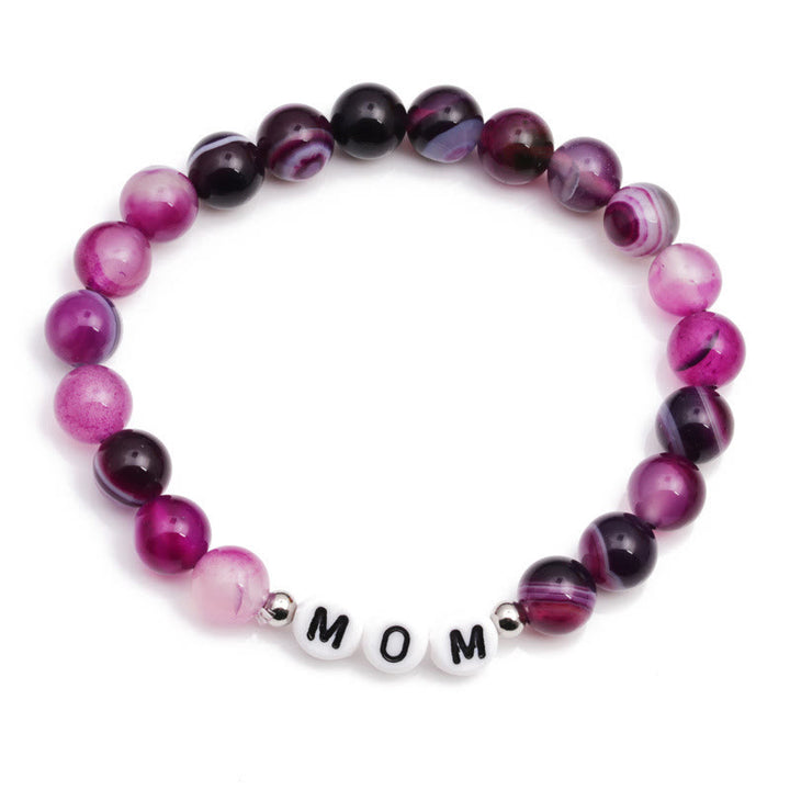 Bracciale Olivenorma "MOM" in perline di agata viola - image 2