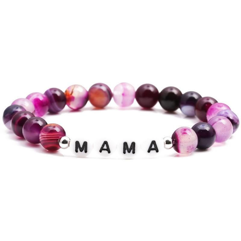 Bracciale Olivenorma "MOM" in perline di agata viola - image 3