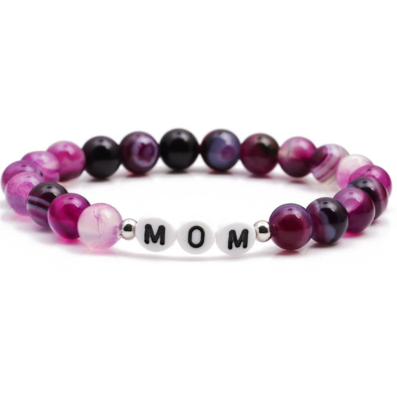 Bracciale Olivenorma "MOM" in perline di agata viola - image 0