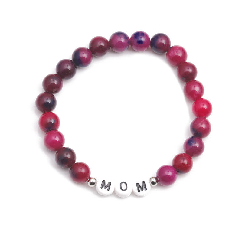 Bracciale Olivenorma "MOM" con perline in occhio di tigre rosa - image 2