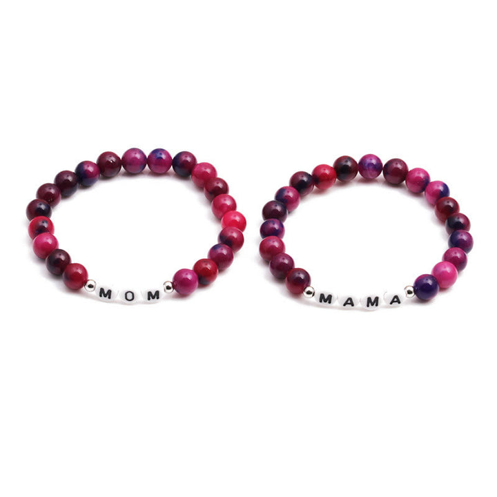 Bracciale Olivenorma "MOM" con perline in occhio di tigre rosa - image 6