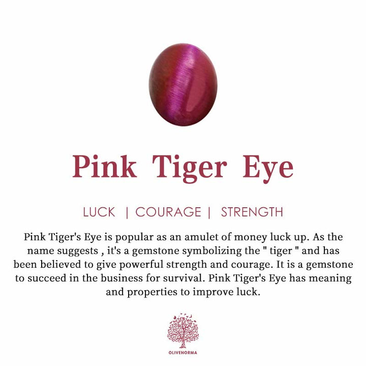 Bracciale Olivenorma "MOM" con perline in occhio di tigre rosa - image 7