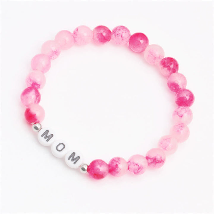 Bracciale Olivenorma "MOM" con perline di quarzo rosa e fiori di ciliegio 