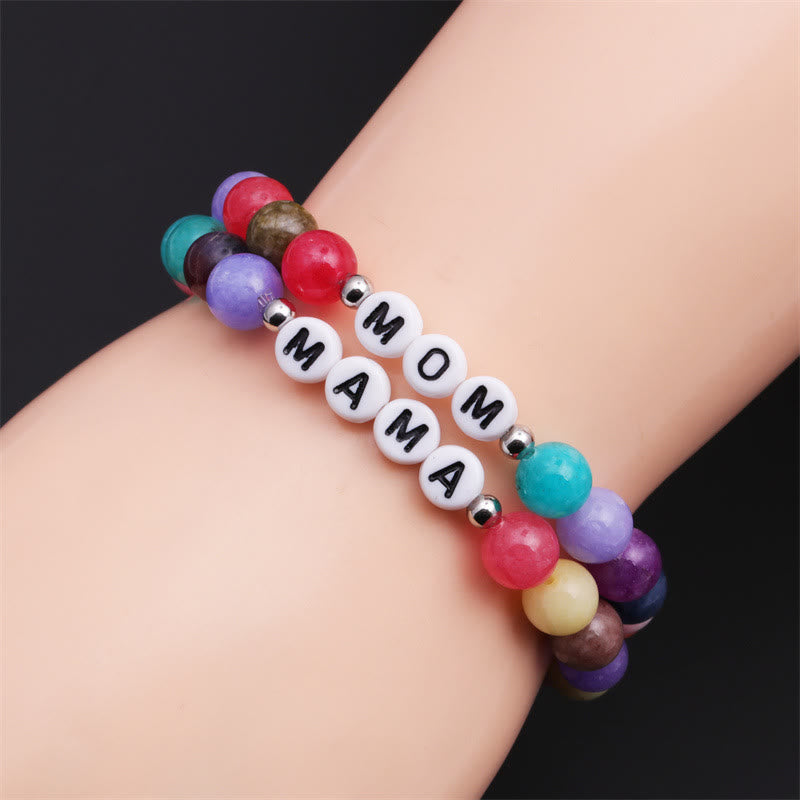 Olivenorma "MAMA" Braccialetto di perline in pietra colorata naturale - image 1