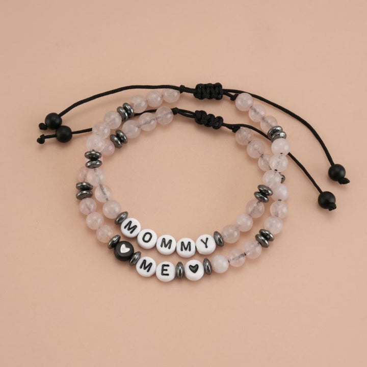 Olivenorma "MOM" Bracciale con perline di ematite e cristallo trasparente 