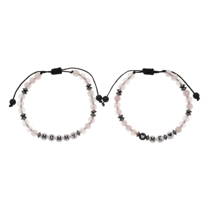 Olivenorma "MOM" Bracciale con perline di ematite e cristallo trasparente 