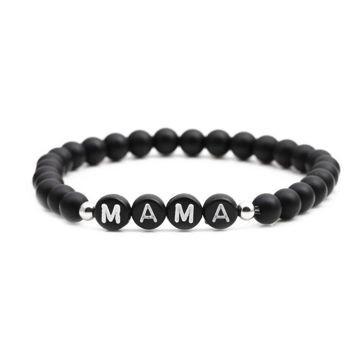 Bracciale Olivenorma "MOM" con perline di onice nero, turchese bianco e ossidiana 