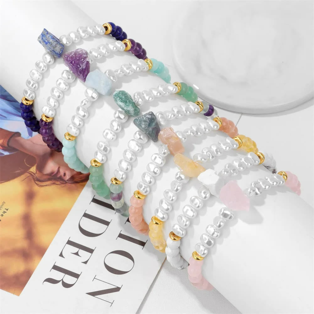 Bracciale Olivenorma con perline di cristallo naturale irregolari da 6 mm