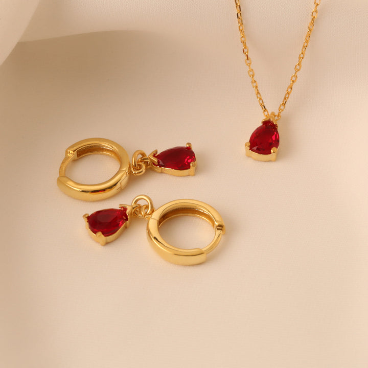 Olivenorma Birthstone Garnet Drop Pendant Jewelry Set 