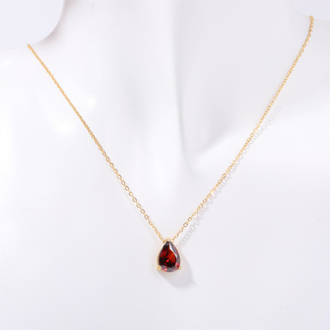 Olivenorma Birthstone Garnet Drop Pendant Jewelry Set 