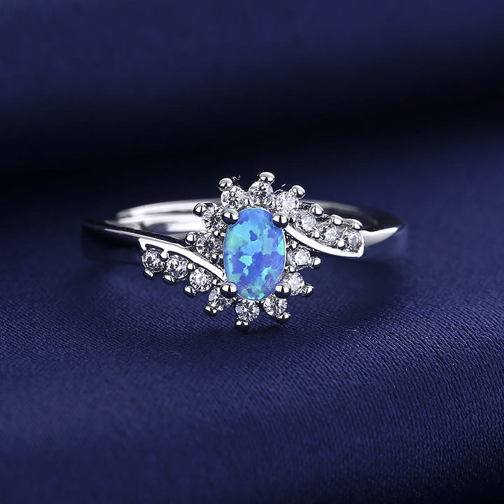 Anello regolabile Olivenorma "Surrounding" in blu opale